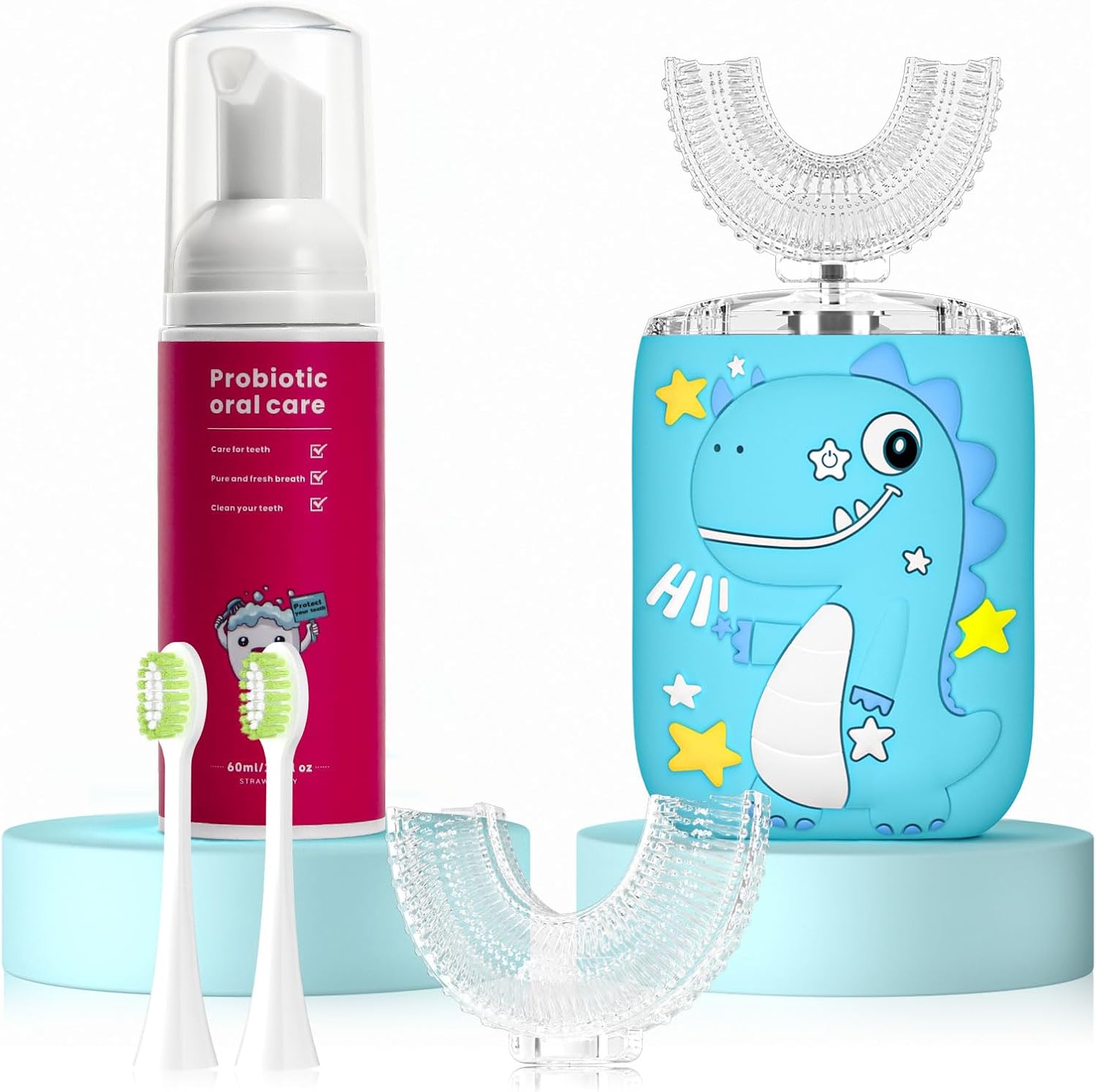 MiloBrush™ Kinder Elektrische Tandenborstel – T-Rex Editie (360° U-Vorm, met tandpasta)