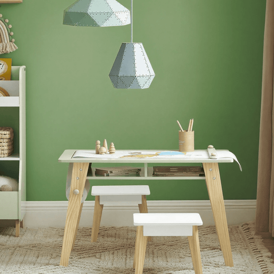 ArtCraft™ Montessori Kinderbureau Set – Houten Speel- & Tekentafel met 2 Stoelen