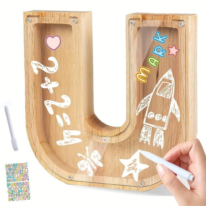 AlphaBank™ – Houten Spaarpot met Alfabet – Kleurrijk & Duurzaam