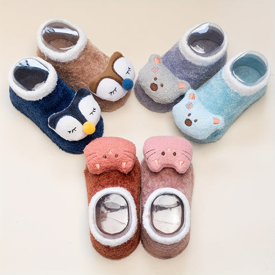 SnugFoot™ – Antislip Sokken voor Meisjes – Zachte & Schattige Dierendesigns (0–5 Jaar)