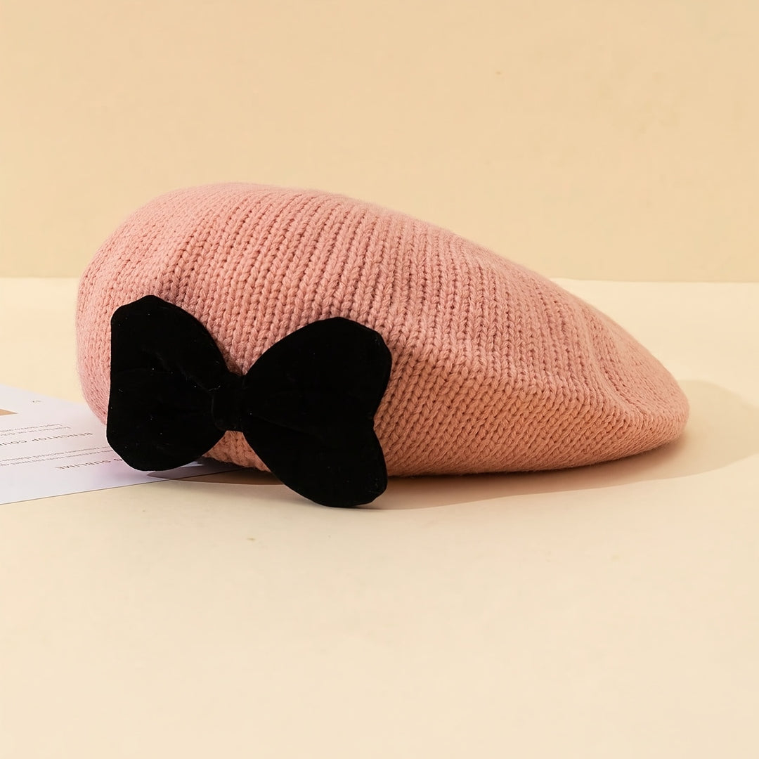 RibbonCozy™ – Meisjes Wintermuts met Strik – Zachte Gebreide Beanie