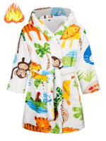 WildFriends™ – Flanellen Kinderbadjas met Capuchon & Dierenprint