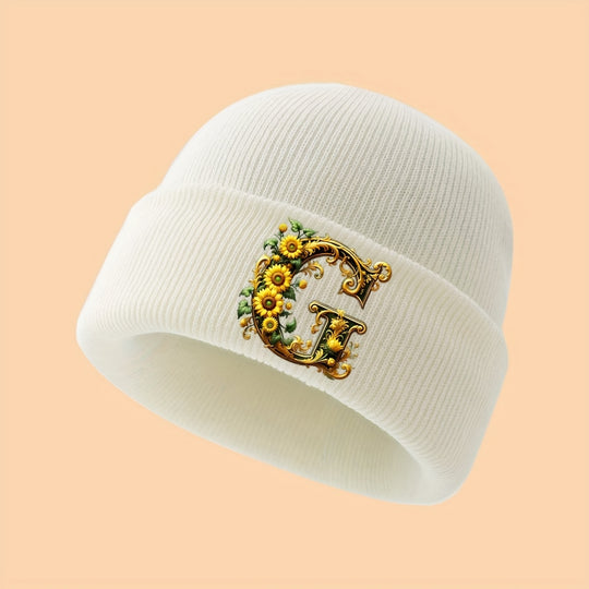 GoldenLetter™ – Meisjes Initialen Muts – Zacht & Winter Warm