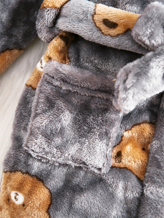 BearHugRobe™ – Jongens Hooded Badjas – Zachte Winterjas met Schattig Beertje