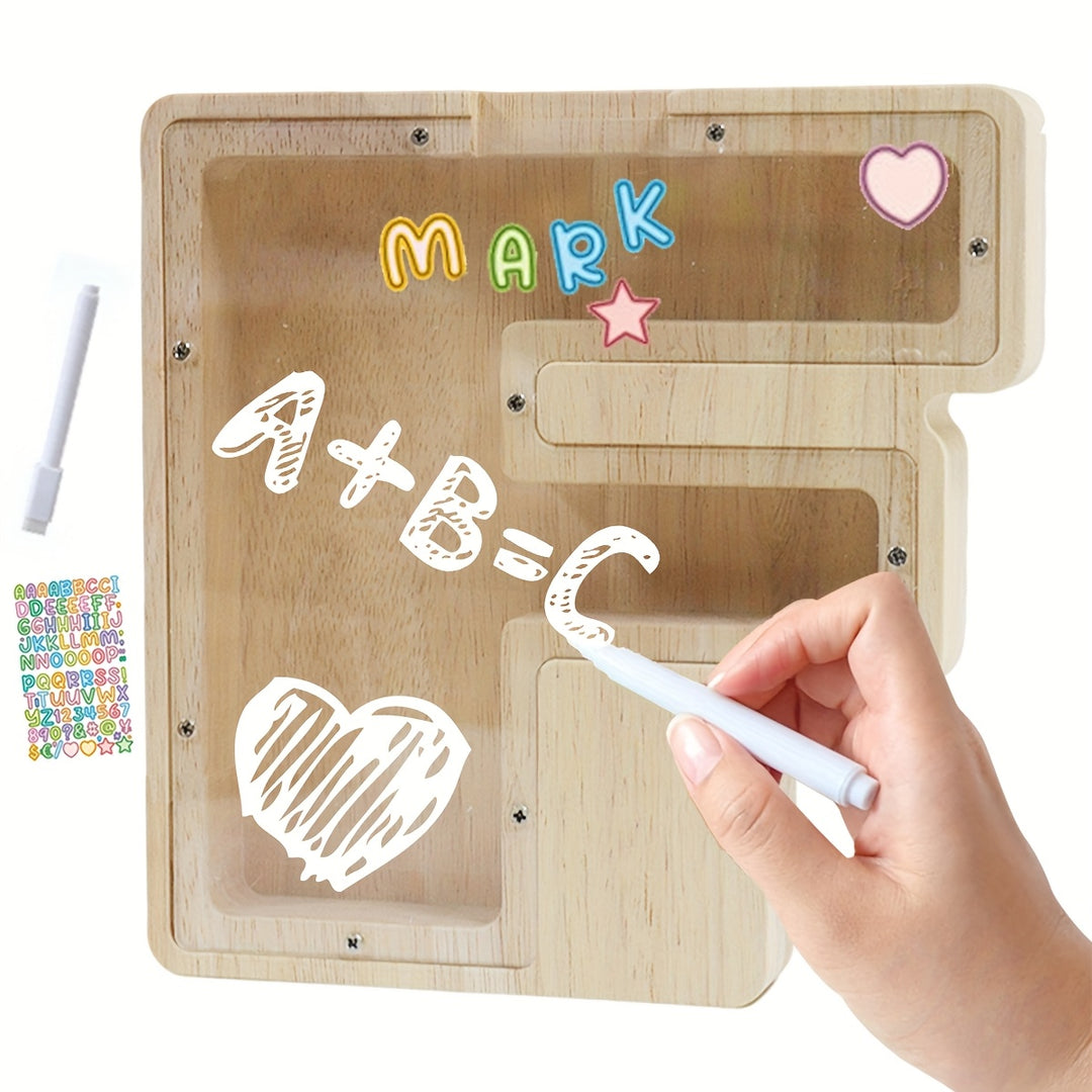 AlphaBank™ – Houten Spaarpot met Alfabet – Kleurrijk & Duurzaam