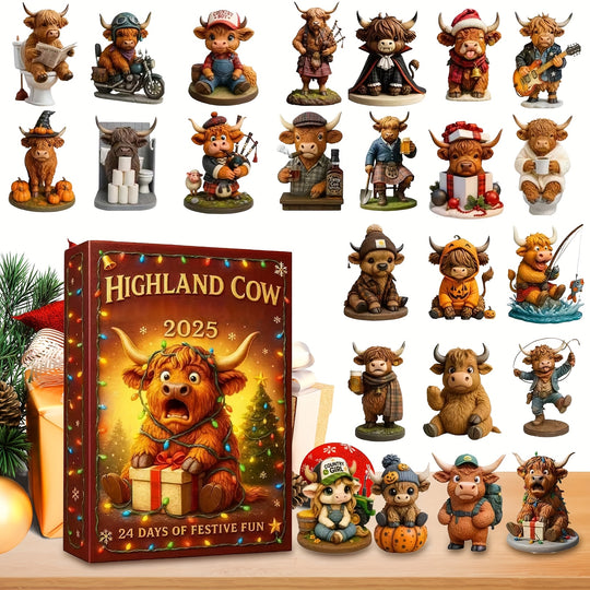3D Highland Cow Adventskalender 2025 – Kerstbeleving in 24 Unieke Figuren