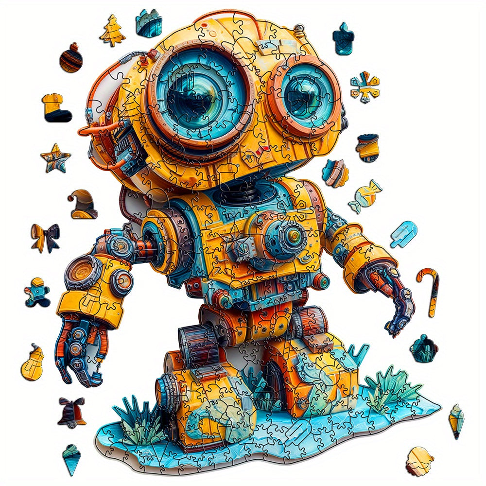 RoboEyes™ – Houten Puzzel met Grote-Ogen Robot