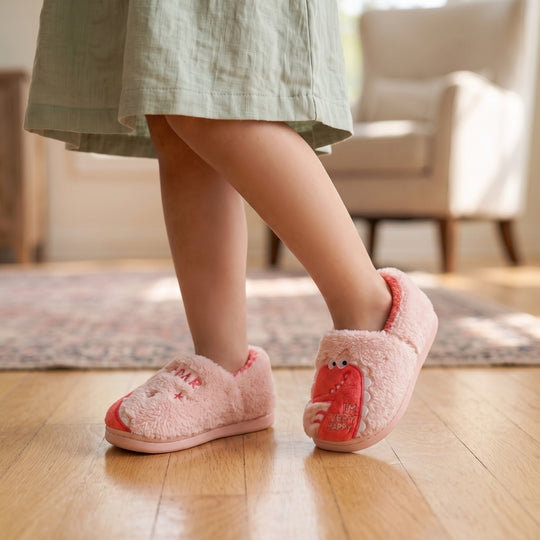 DinoHops – Pluche Kinderpantoffels met Vrolijke Dinofiguren