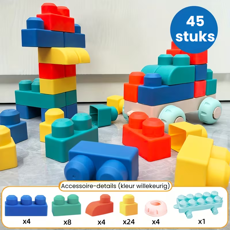 RubbaBuild™ – Grote Zachte Bouwblokken voor Baby’s