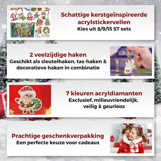 HolidayCharm™ – Kersteditie DIY Diamond Painting Sleutelhanger Set