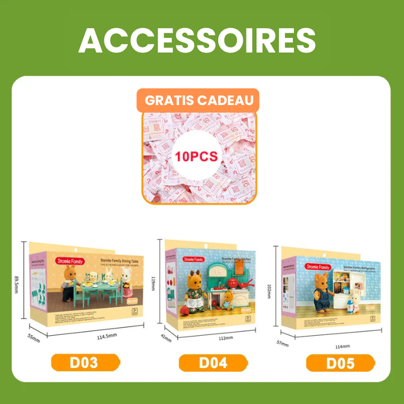 TinyVilla™ – 1:12 Poppenhuis Meubelpakket – Keuken & Dinette