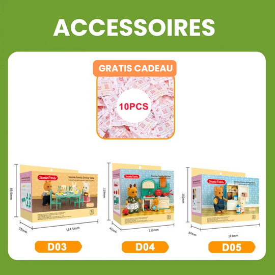 TinyVilla™ – 1:12 Poppenhuis Meubelpakket – Keuken & Dinette