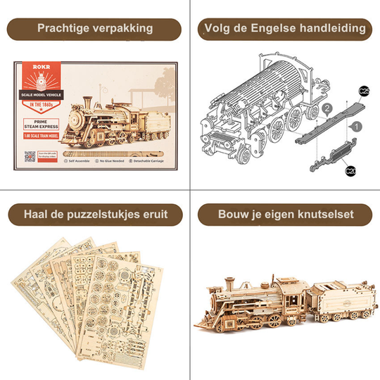 WoodTrain™ – 3D Houten Modeltrein Bouwset