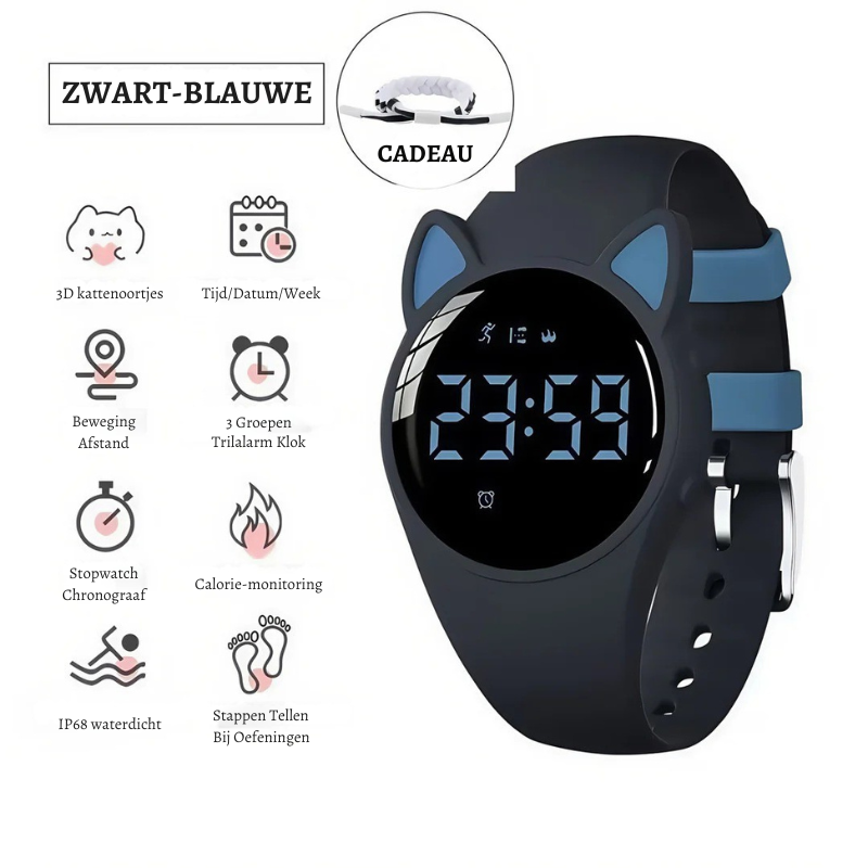 TimeBuddy™ – Schattig Unisex Sporthorloge – Waterdichte Digitale Fitness Tracker