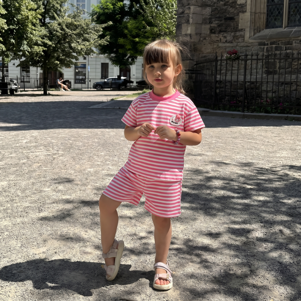 StripeBuddy – T-shirt en Shorts Set voor Jongens