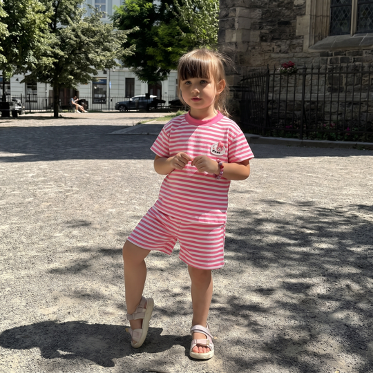 StripeBuddy – T-shirt en Shorts Set voor Jongens