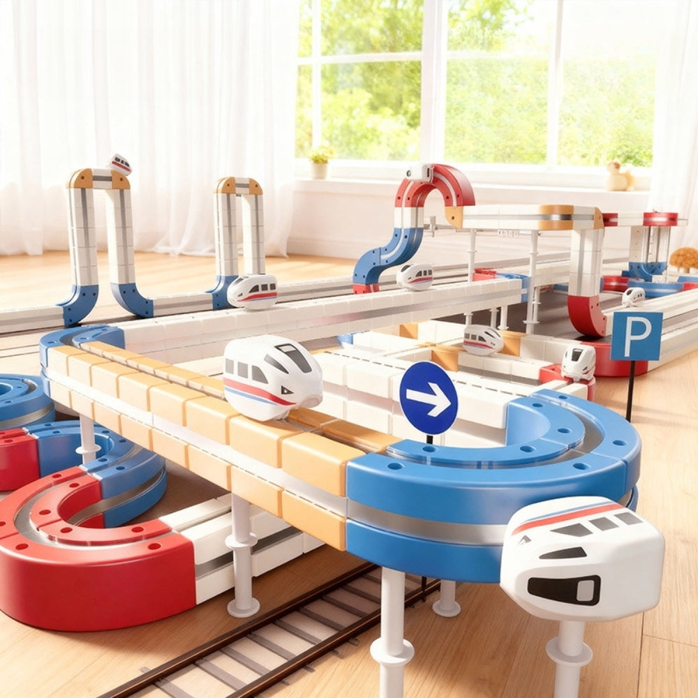 <font dir="auto" style="vertical-align: inherit;"><font dir="auto" style="vertical-align: inherit;">Jouet magnétique pour enfants, double voie électrique, assemblage de train cube magique, pour garçons, bricolage</font></font>