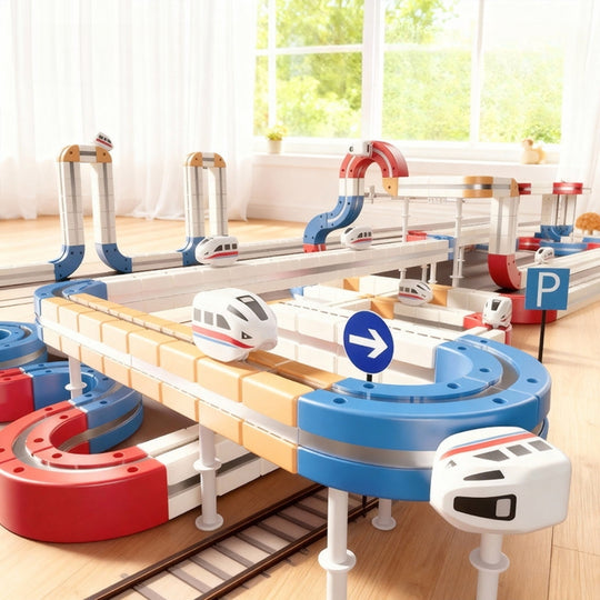 <font dir="auto" style="vertical-align: inherit;"><font dir="auto" style="vertical-align: inherit;">Jouet magnétique pour enfants, double voie électrique, assemblage de train cube magique, pour garçons, bricolage</font></font>