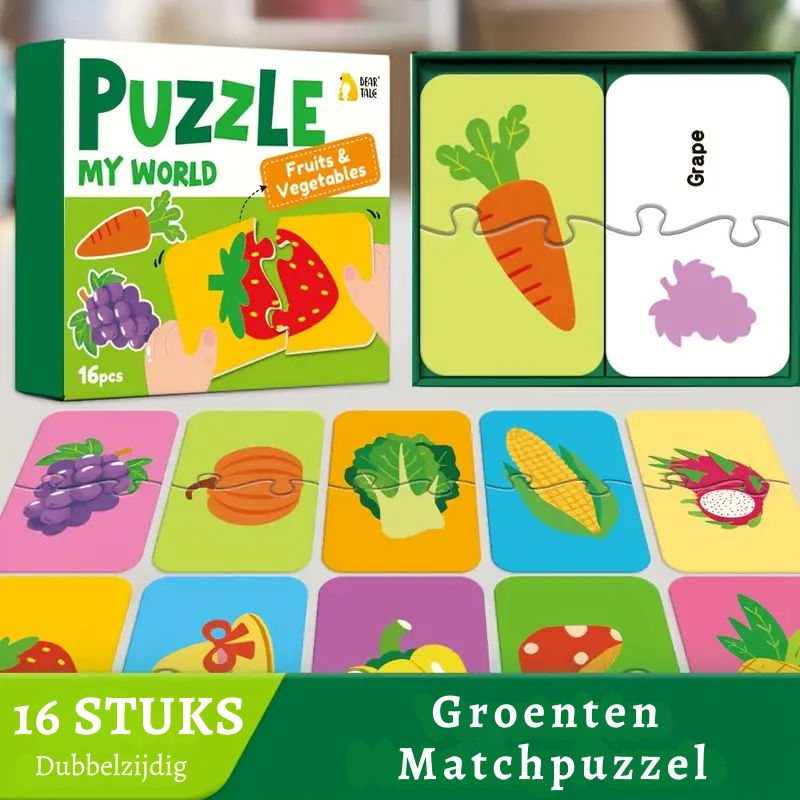 EduMatch™ – 16-delige Educatieve Legpuzzel voor Peuters & Kleuters