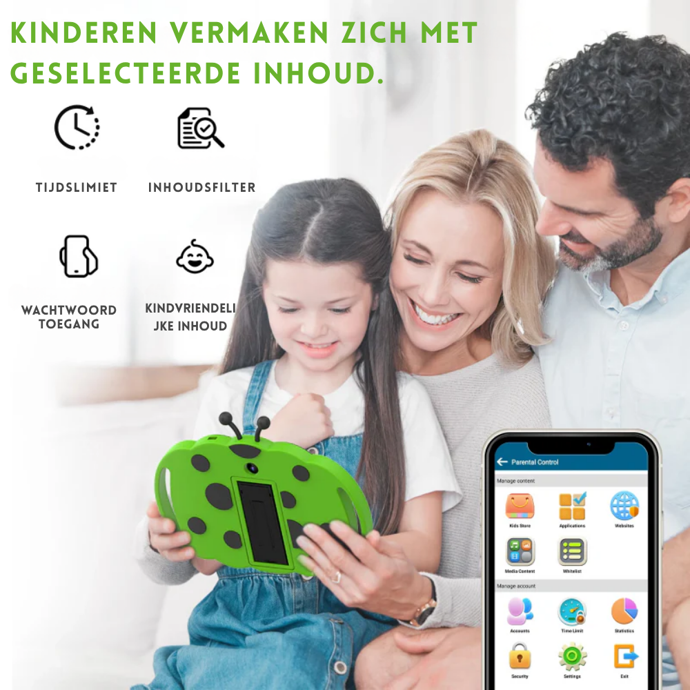 KidoTab – Kinder Tablet met Schokbestendige Hoes en Ouderlijk Toezicht (Android 13)