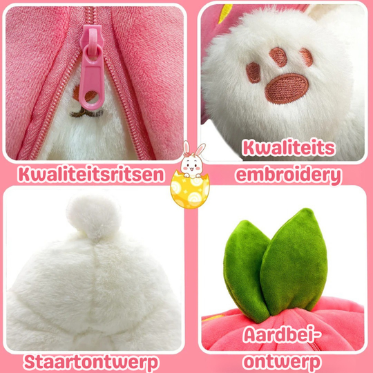 StrawberryBunny™ – Aardbei & Wortel Veranderbare Plysch Kanin