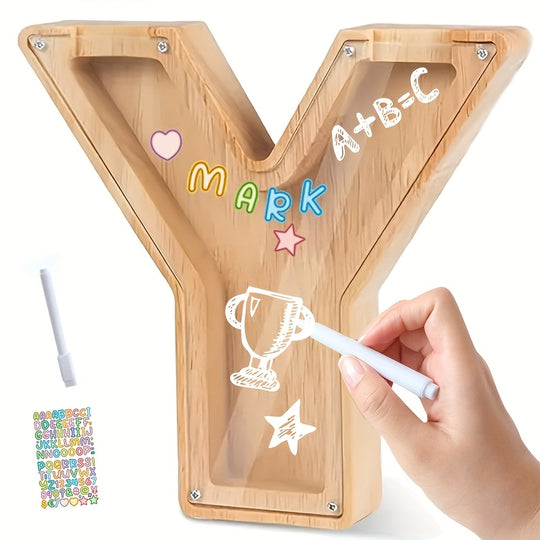 AlphaBank™ – Houten Spaarpot met Alfabet – Kleurrijk & Duurzaam