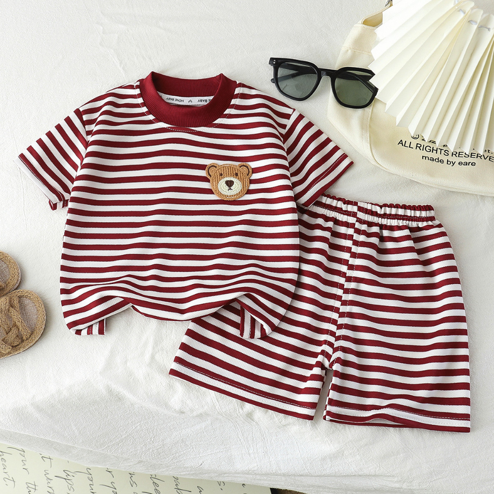 StripeBuddy – T-shirt en Shorts Set voor Jongens
