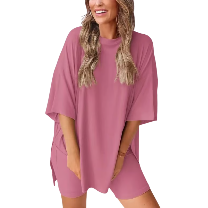 SummerEase™ – 2-delige Dames Set – Luchtige T-shirt & Stretch Shorts