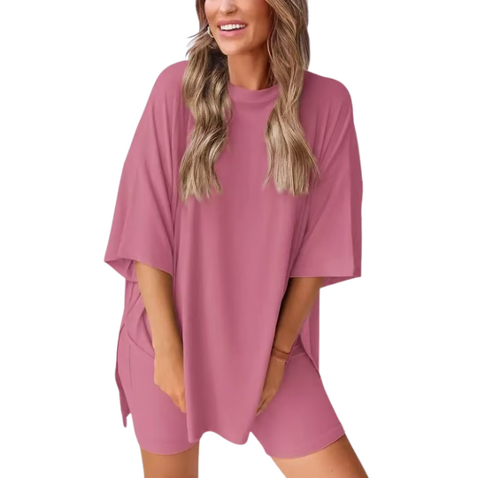 SummerEase™ – 2-delige Dames Set – Luchtige T-shirt & Stretch Shorts