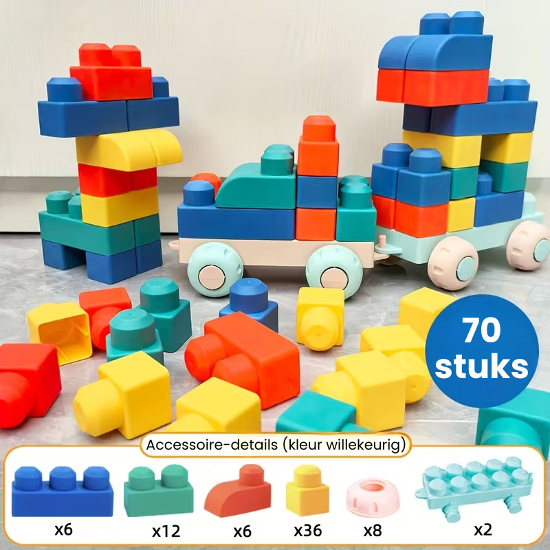 RubbaBuild™ – Grote Zachte Bouwblokken voor Baby’s