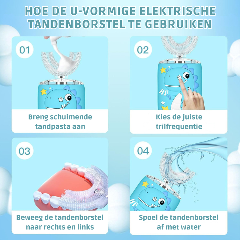 MiloBrush™ Kinder Elektrische Tandenborstel – T-Rex Editie (360° U-Vorm, met tandpasta)
