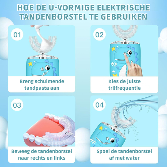 MiloBrush™ Kinder Elektrische Tandenborstel – T-Rex Editie (360° U-Vorm, met tandpasta)
