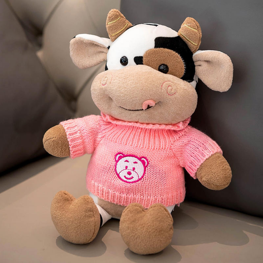 CowCuddle – Schattige Koe Knuffel met Trui & Tasje