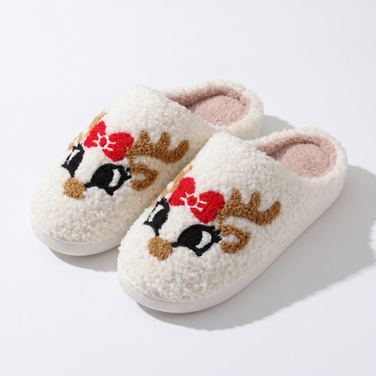 FeestStep – Pluizige Pantoffels met Kerstmotieven