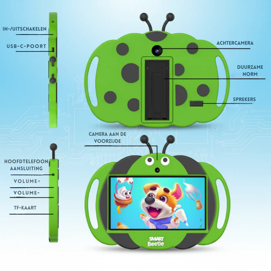 KidoTab – Kinder Tablet met Schokbestendige Hoes en Ouderlijk Toezicht (Android 13)