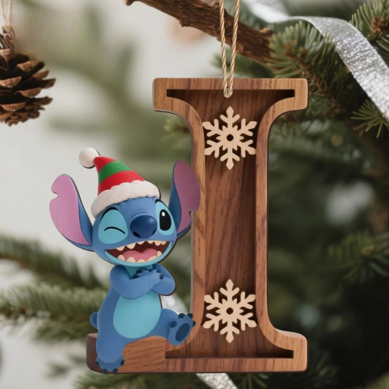 Houten Stich Ornament™ – 26 Letters & Steek Decoratie met Sneeuwvlokontwerp