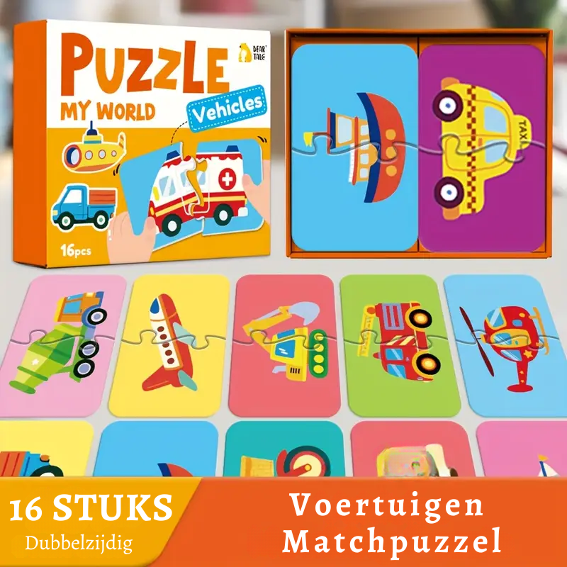 EduMatch™ – 16-delige Educatieve Legpuzzel voor Peuters & Kleuters