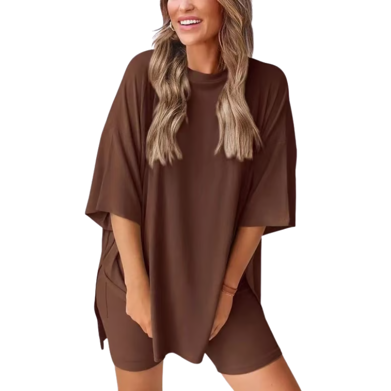 SummerEase™ – 2-delige Dames Set – Luchtige T-shirt & Stretch Shorts