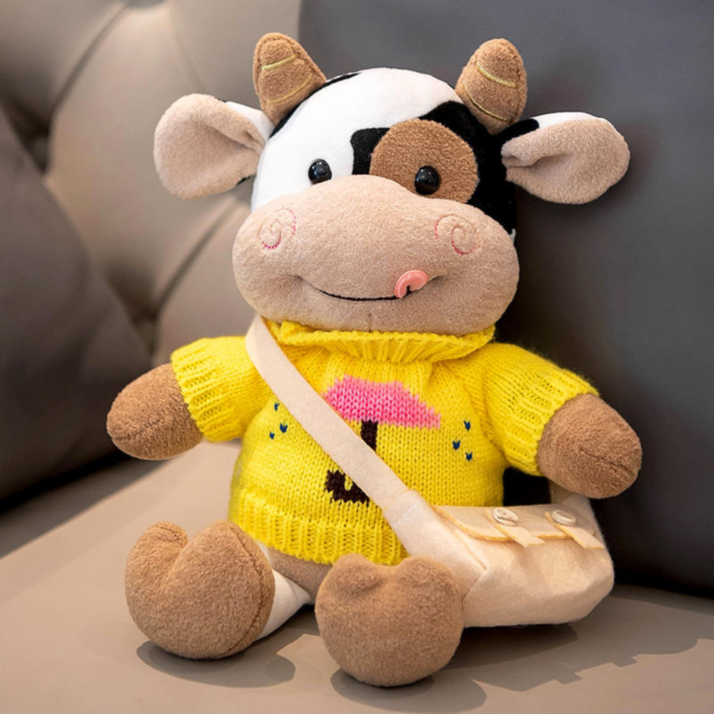 CowCuddle – Schattige Koe Knuffel met Trui & Tasje