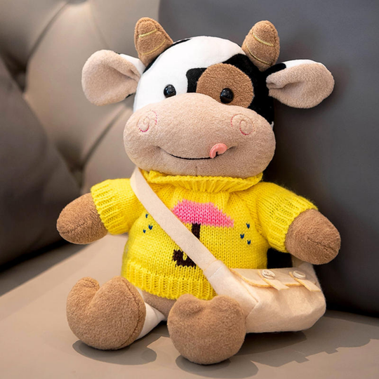 CowCuddle – Schattige Koe Knuffel met Trui & Tasje