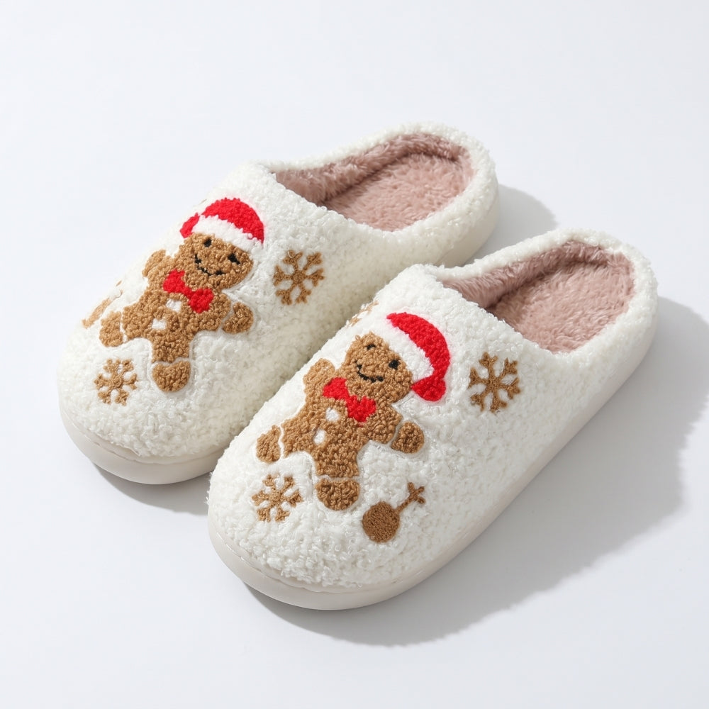 FeestStep – Pluizige Pantoffels met Kerstmotieven