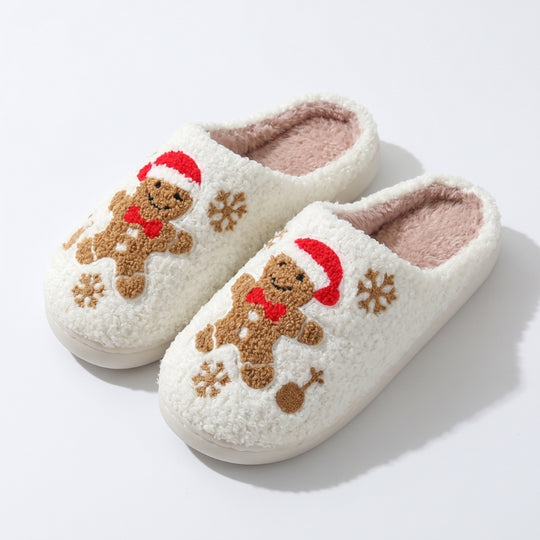 FeestStep – Pluizige Pantoffels met Kerstmotieven