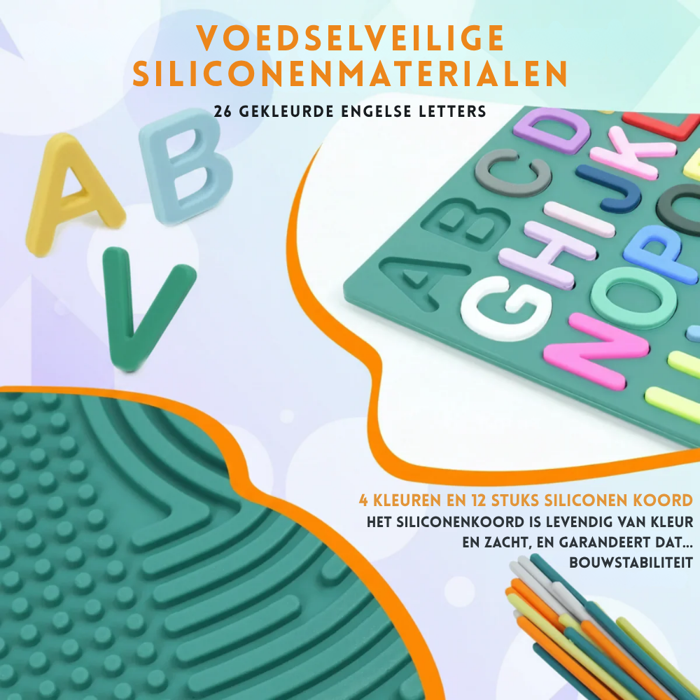 Letterpret – Sensorisch Siliconen Activiteitenbord met Letters
