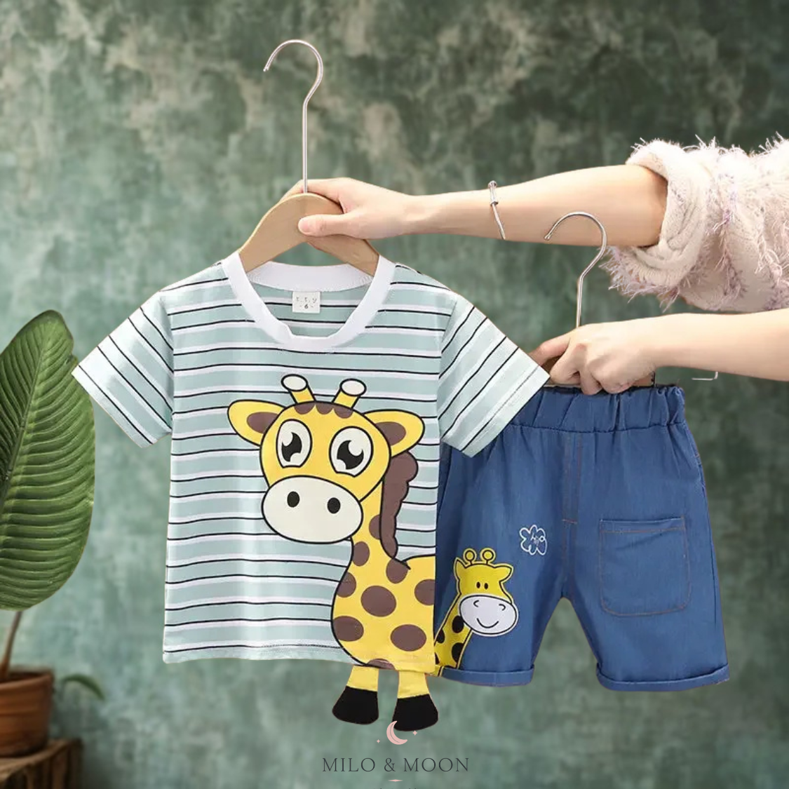 Giraffe Glimlach™ Set – T-shirt + Shortje voor Peuters