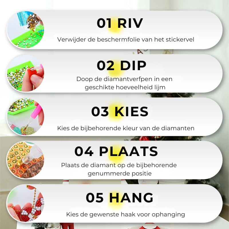 HolidayCharm™ – Kersteditie DIY Diamond Painting Sleutelhanger Set