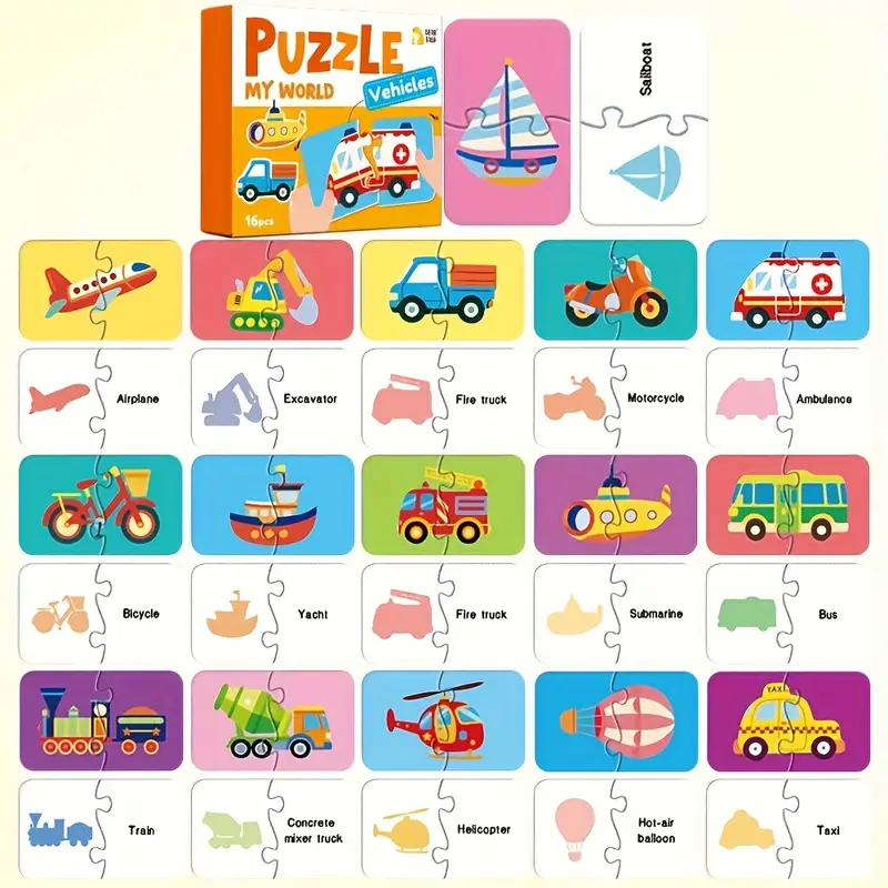 EduMatch™ – 16-delige Educatieve Legpuzzel voor Peuters & Kleuters
