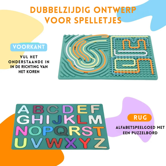 Letterpret – Sensorisch Siliconen Activiteitenbord met Letters
