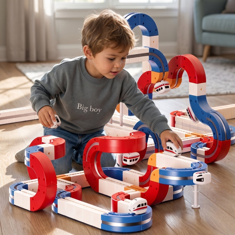 <font dir="auto" style="vertical-align: inherit;"><font dir="auto" style="vertical-align: inherit;">Jouet magnétique pour enfants, double voie électrique, assemblage de train cube magique, pour garçons, bricolage</font></font>
