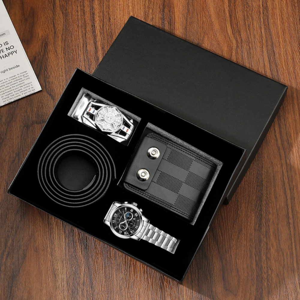 PrestigeGent – Heren Cadeauset met Horloge, Portemonnee en Riem
