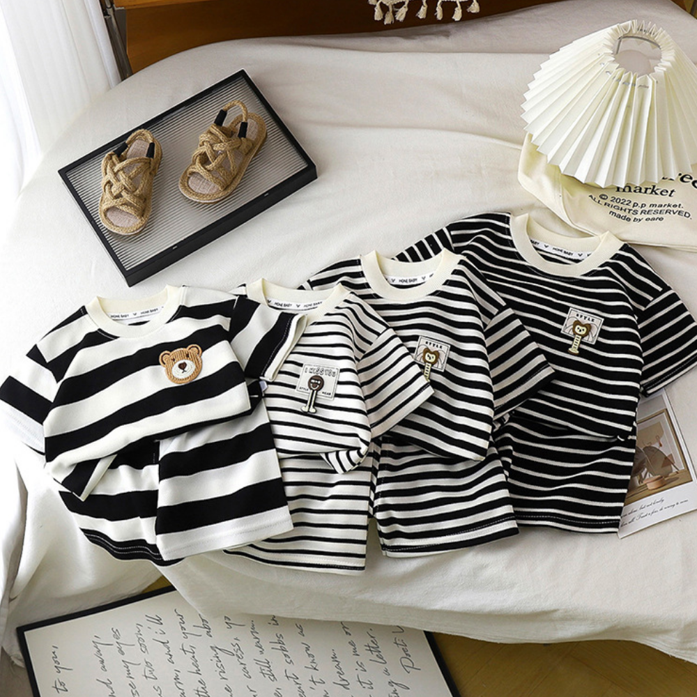 StripeBuddy – T-shirt en Shorts Set voor Jongens